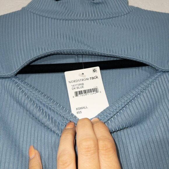 NWT Velvet Torch Dusk Blue Bodycon Ribbed Cut Out Dress Size XS - Picture 5 of 7